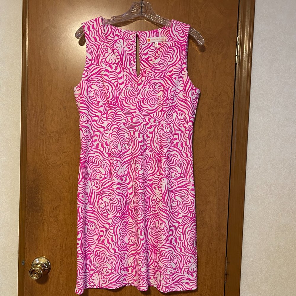 JUDE CONNALLY Sz M Pink & White Hidden Tiger Sleeveless Shift Dress